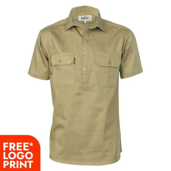 Cotton Drill Close Front Work Shirt - Short Sleeve Thumbnail