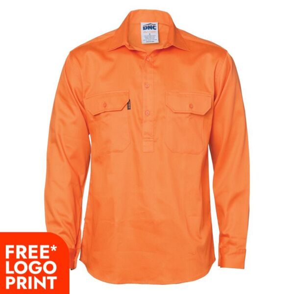 Close Front Cotton Drill Shirt - Long Sleeve Thumbnail