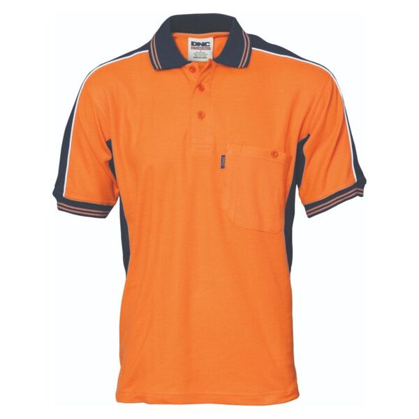 Mens Poly Cotton Contrast Panel Polo Thumbnail